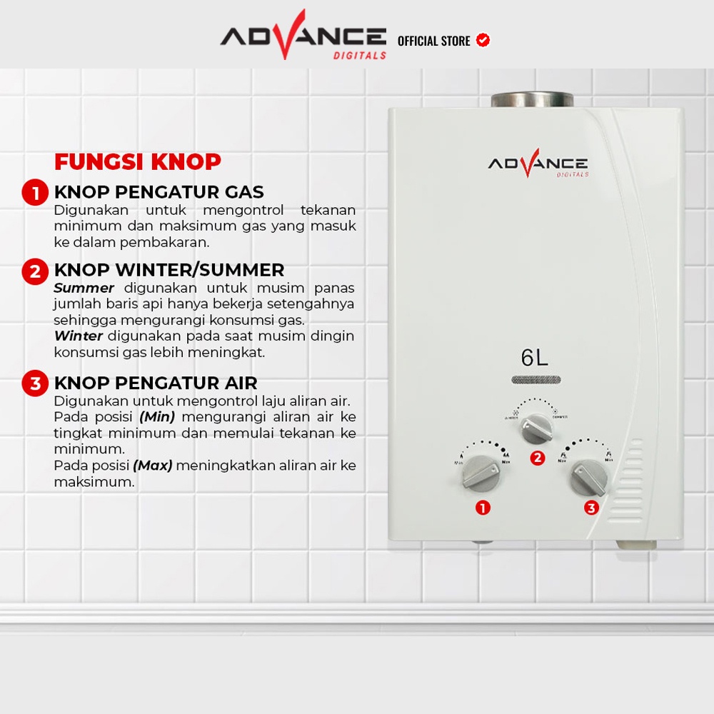 Advance Digitals Advance Gas Water Heater GWH-50