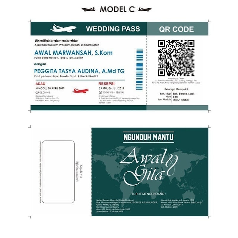 Snada Printing Undangan Pernikahan Tema Boarding Card 4