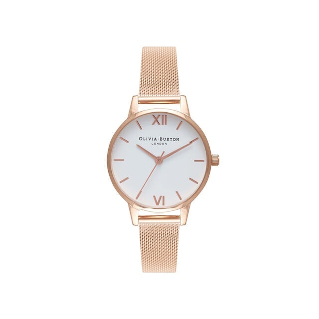 Olivia Burton White Dial Mesh Watch