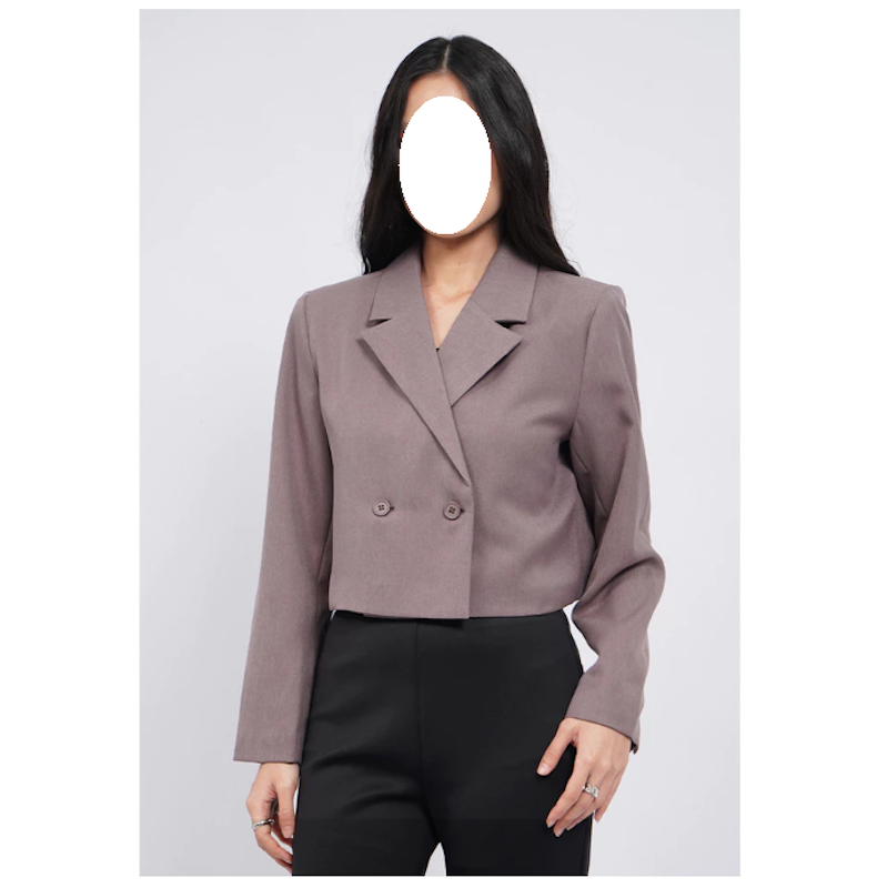 Executive Double Breasted Crop Blazer Taupe 2