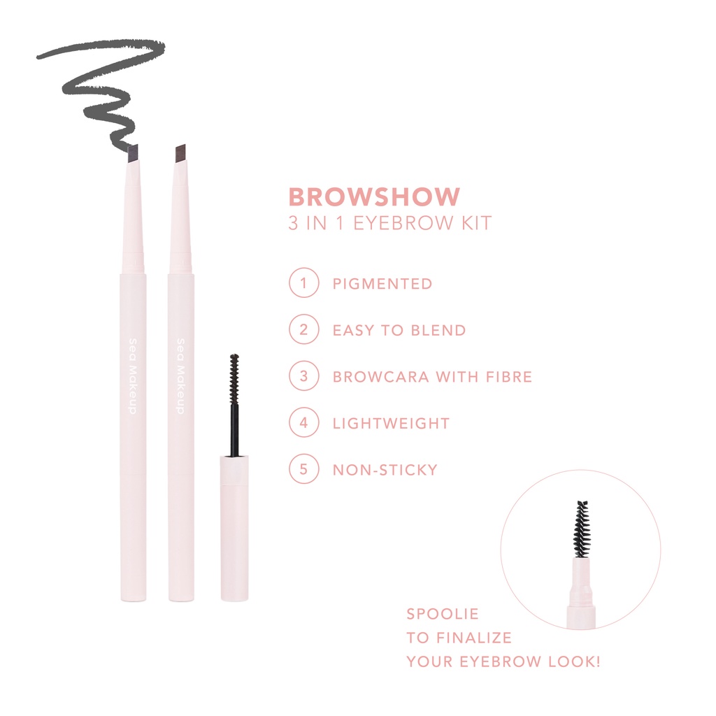 Sea Beauty Indonesia Sea Makeup Browshow Eyebrow Trio Kit 