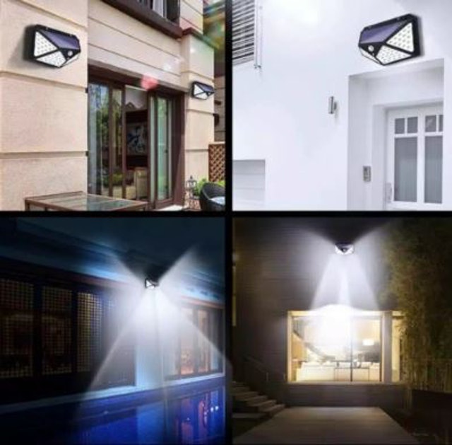  Light Sensor 100 LED Wall Solar Lamp