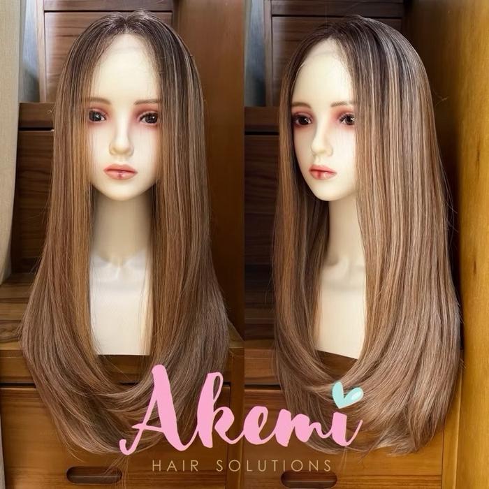  Akemi Half Lace Basic Wig Lurus 60 cm Dark Brown