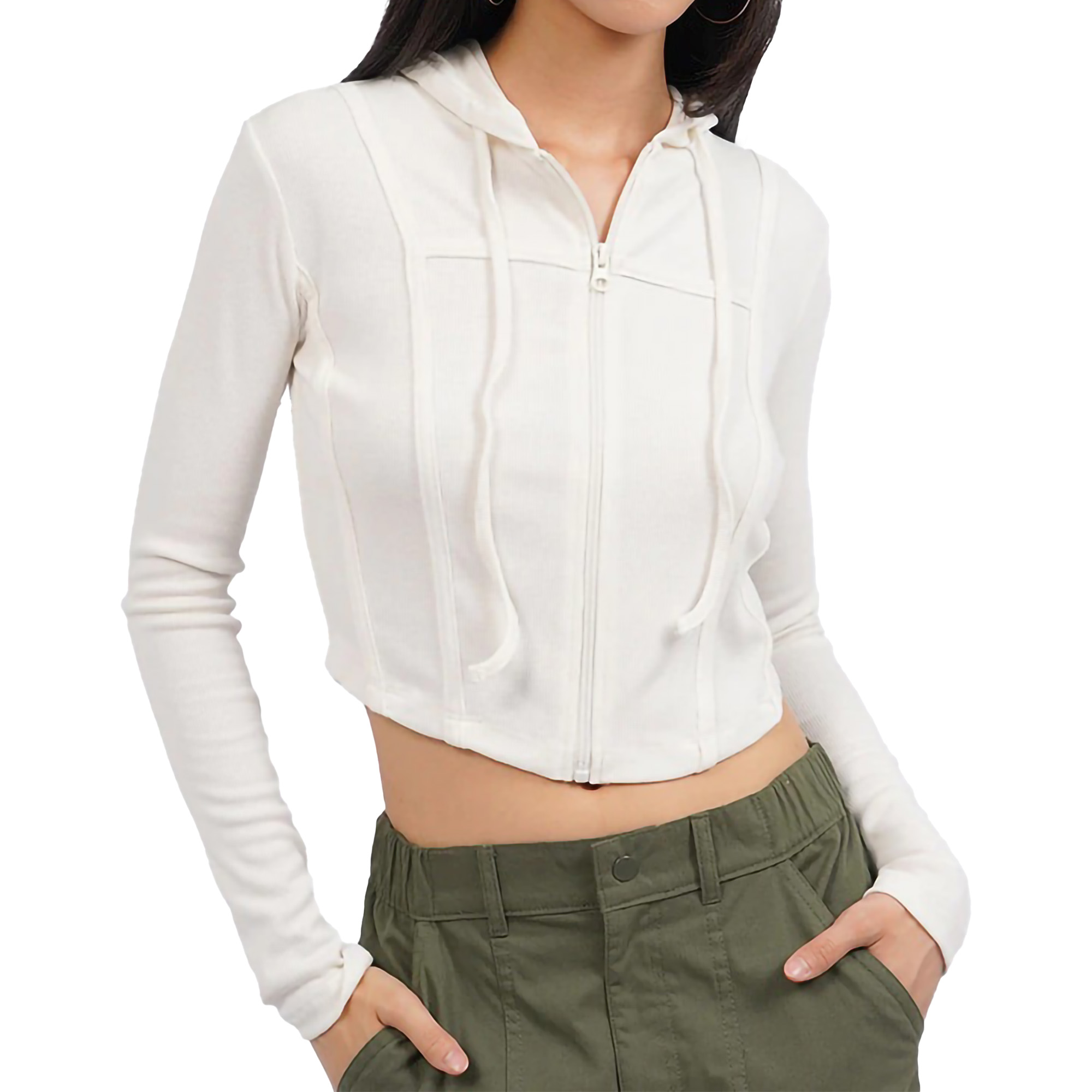 COLORBOX Zipped Up Hoodie Jacket Off White