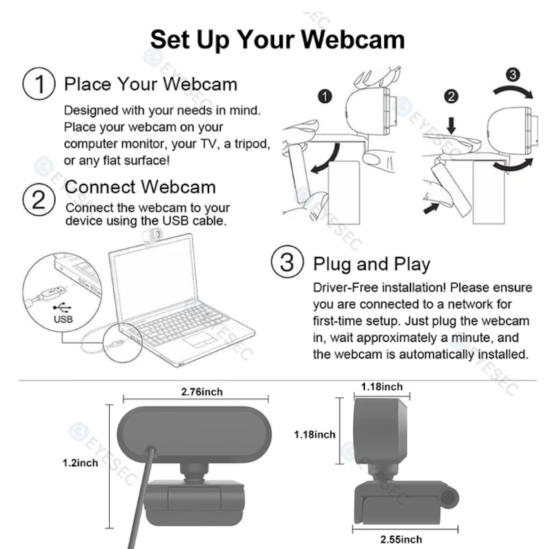 Eyesec Webcam 1080P Laptop USB Kamera PC 5