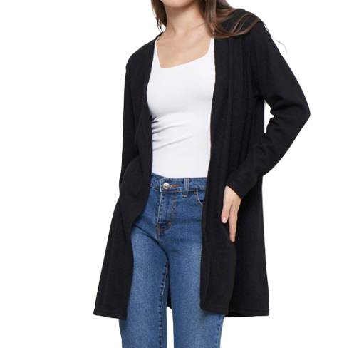 Dancus Cardigan Knit Waffle Hitam  ｜ SR002