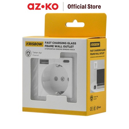 Kawan Lama Sejahtera AZKO KrisbowⓇ Stop Kontak Dinding Glass Frame Putih