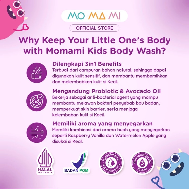Momami Kids Gentle Body Wash Raspberry Vanilla 4