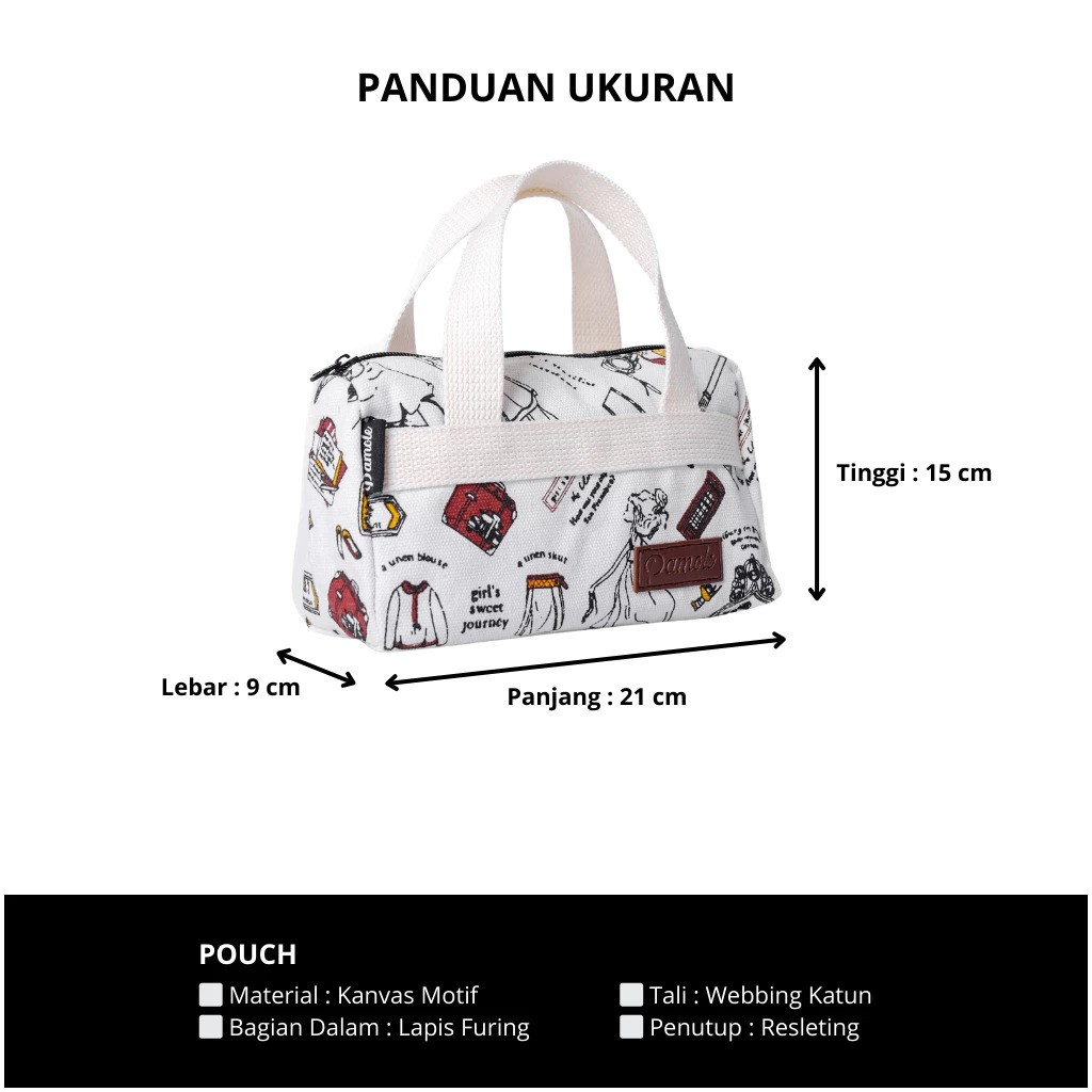 Pamole Pamole Pouch Dompet Travelling Bahan Kanvas Motif Penutup Resleting