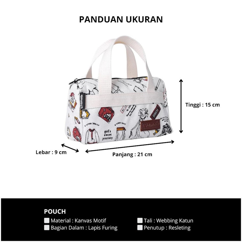 Pamole Pouch Dompet Travelling Bahan Kanvas Motif Penutup Resleting 5