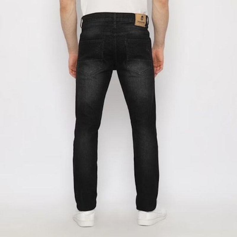 Trondheim Celana Jeans Pria Frey Ripped Lightning Whisker Black Indigo 3