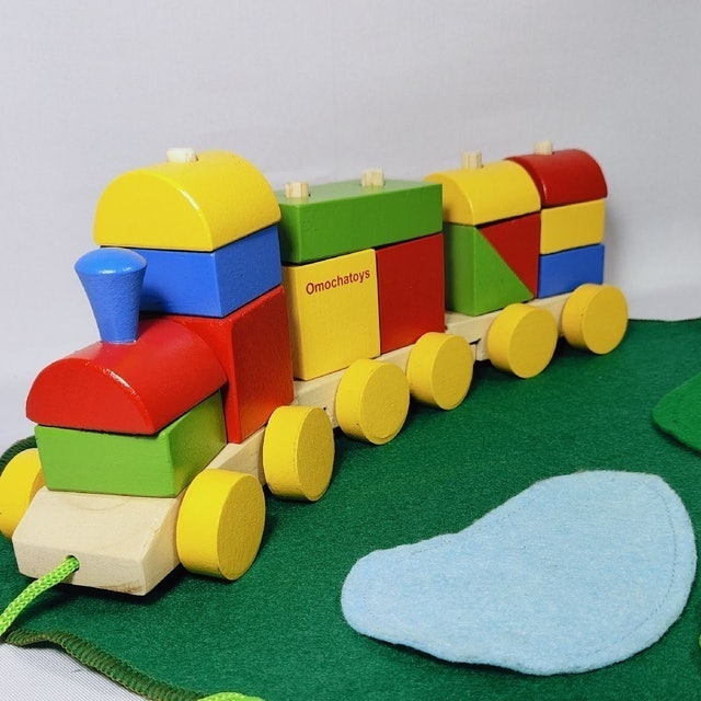 Omocha Toys  Kereta Warna BP Mainan Kayu Transportasi 