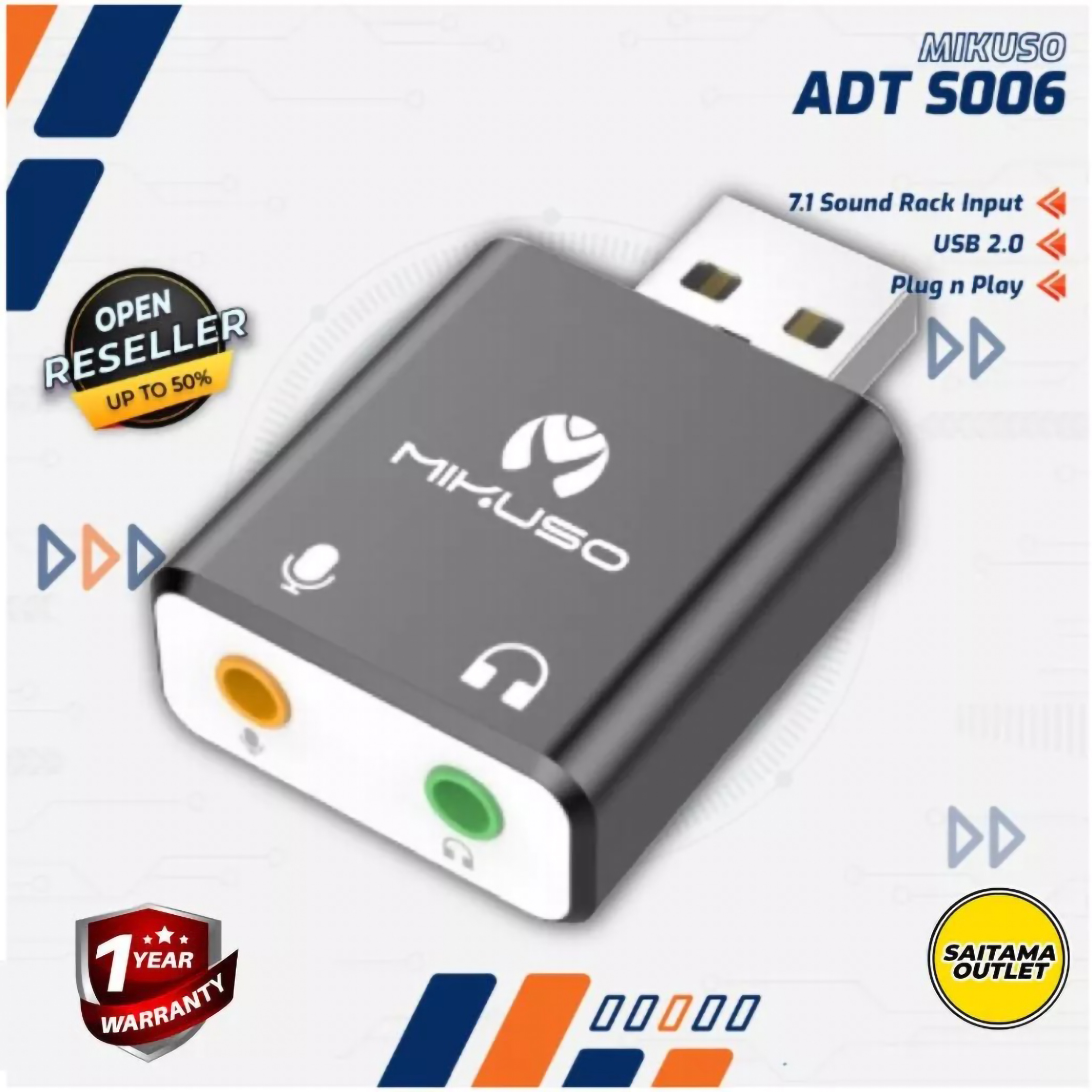  Mikuso Sound Card USB 7.1 Channel ADT-S006