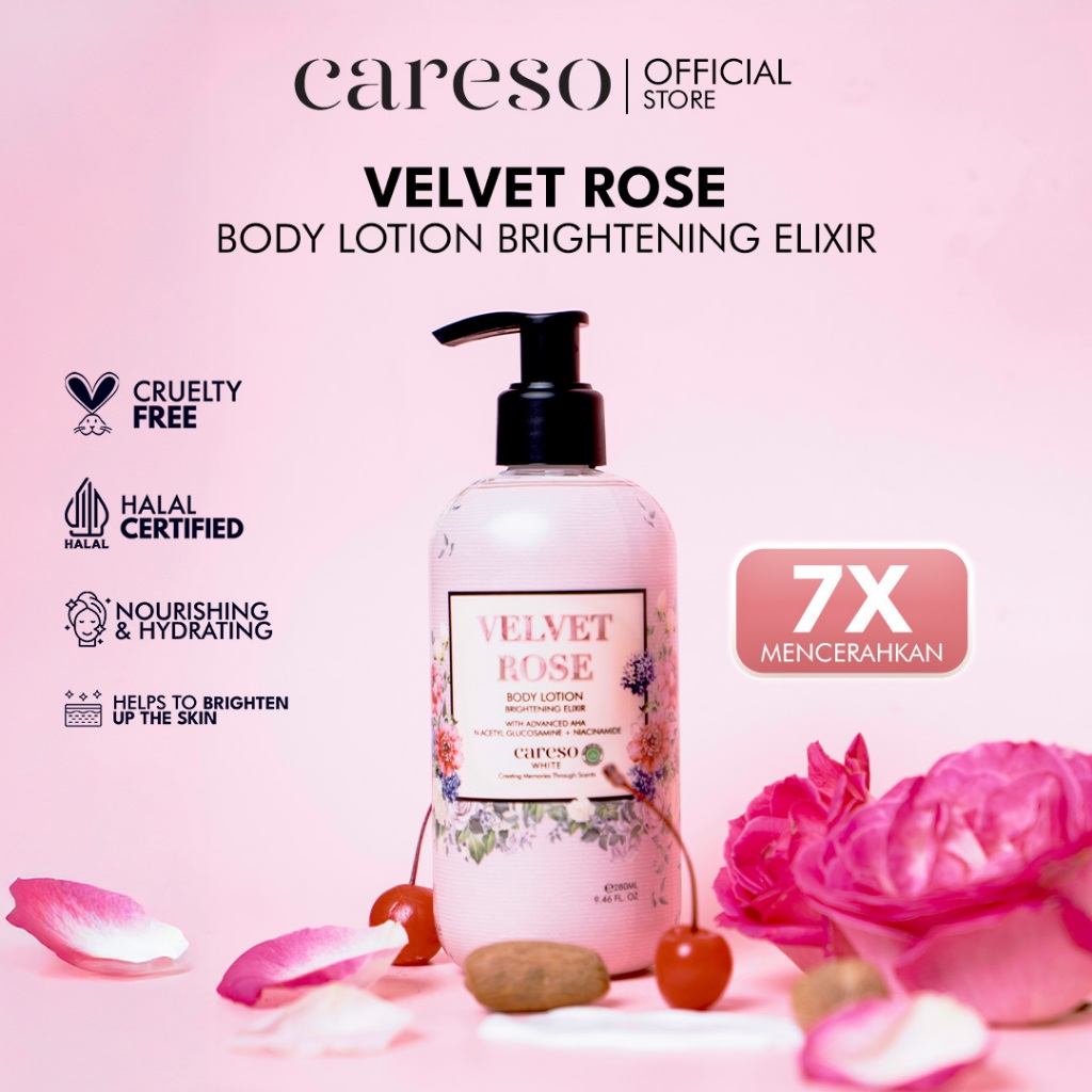 Elina Prima Sejahtera Careso Velvet Rose Body Lotion Brightening Elixir