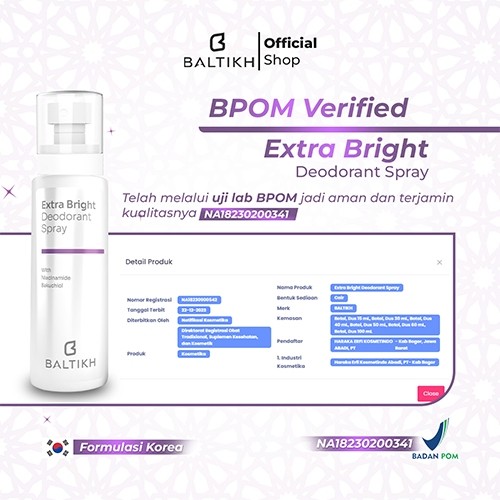 Ayu Naturally Cemerlang BALTIKH Extra Bright Deodorant Spray