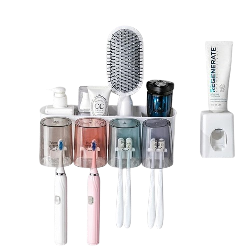  Angola Rak Sikat Gigi Tempel 4 Cup ｜ D74