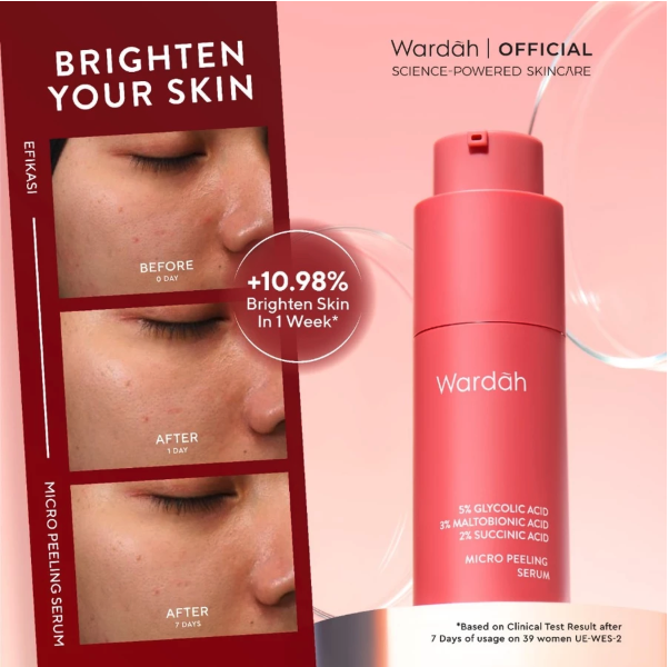 Paragon Technology and Innovation Wardah 5% Glycolic Acid 3% Maltobionic Acid 2% Succinic Acid Micro Peeling Serum