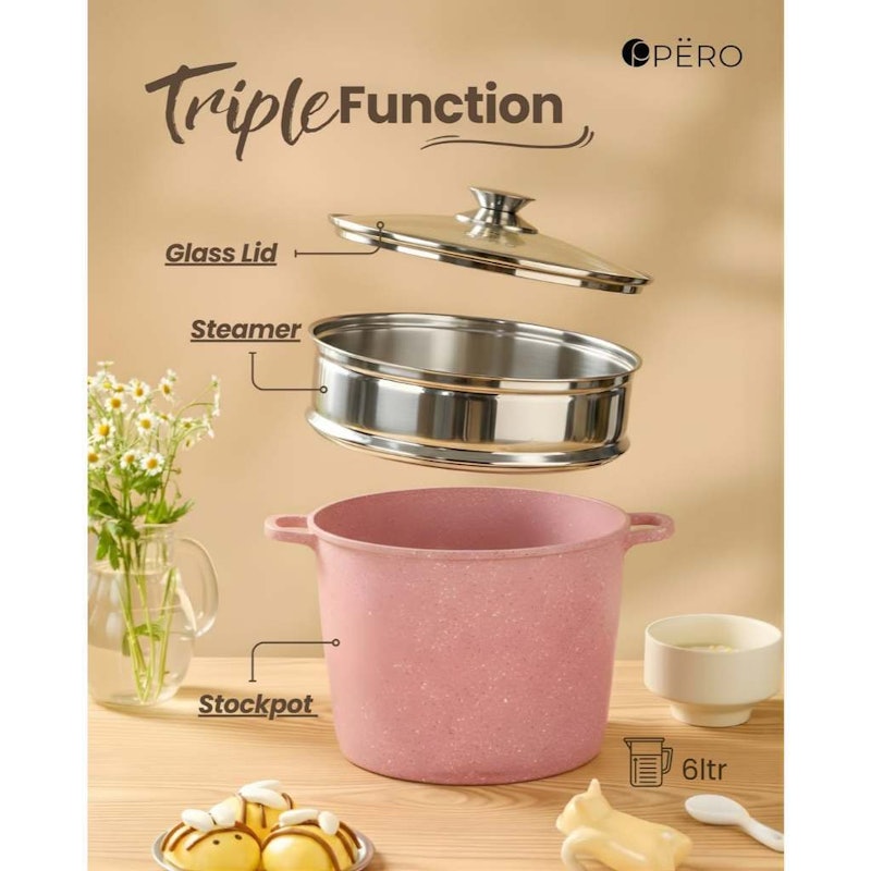 Pero Stock Pot 6 Ltr + Steamer 24 cm 5
