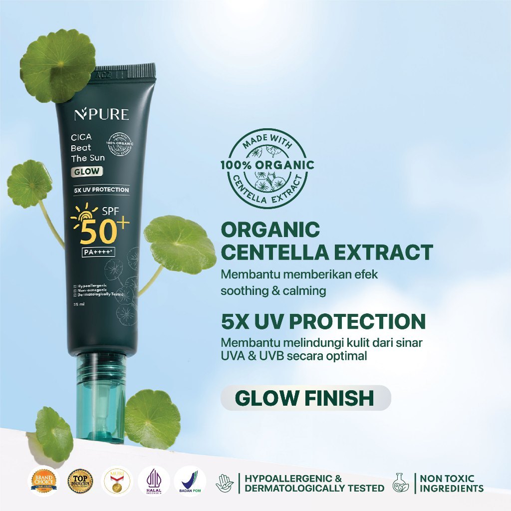 Penta Natural Kosmetindo N'PURE Cica Beat The Sun Glow SPF50+ PA++++