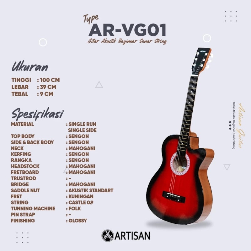 Artisan Gitar Akustik Beginner Natural 5
