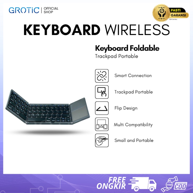 Grotic Foldable Bluetooth Keyboard with Touchpad 2