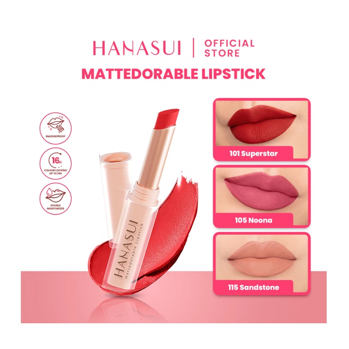 Eka Jaya Internasional Hanasui Mattedorable Lipstick 101 Superstar