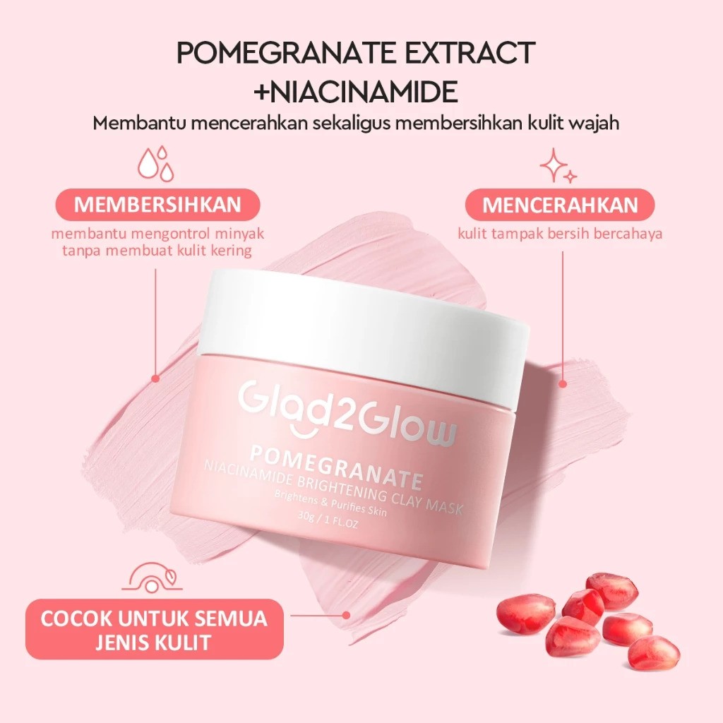 Glad2Glow Pomegranate Niacinamide Brightening Clay Mask 4