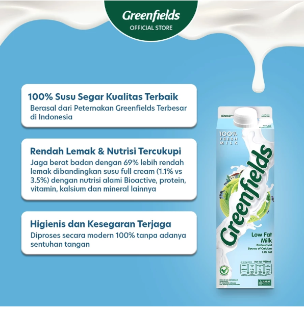 Greenfields Greenfields Fresh Milk Low Fat