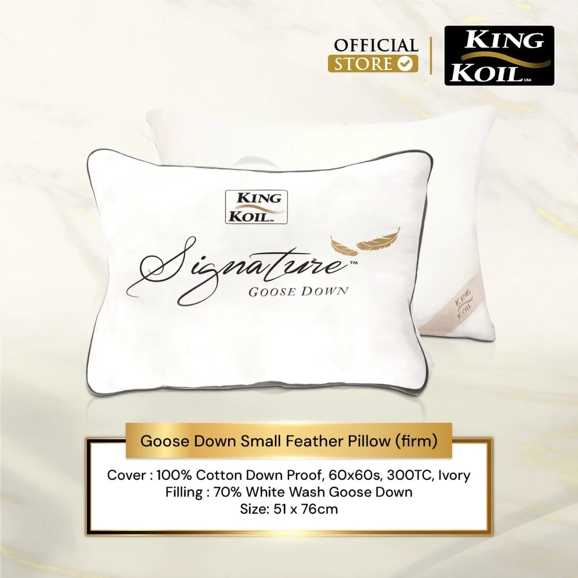 King Koil Licensing Company King Koil Signature Goose Down Small Feather Pillow