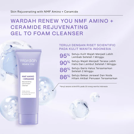 Paragon Technology and Innovation Wardah Renew You NMF Amino + Ceramide Rejuvenating Gel to Foam Cleanser