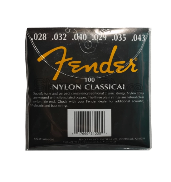 Fender Musical Instruments Corporation Fender Clear Nylon Tie End Nylon Classical 100's 0.28 Set