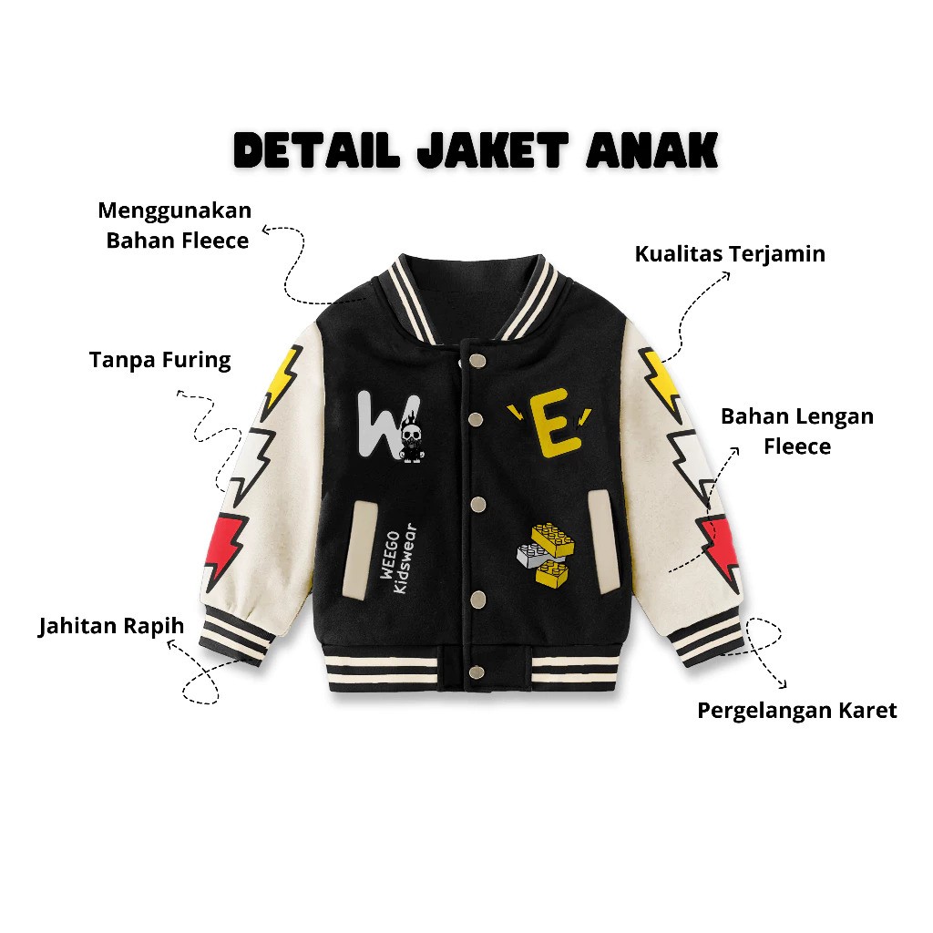  Weego Jaket Varsity Anak Motif Karakter Fearless K277