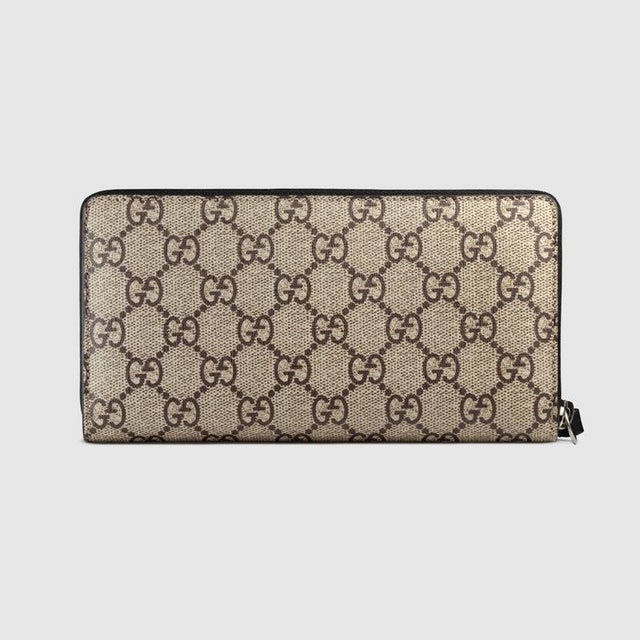 Gucci Bee Print GG Supreme Zip Around Wallet Style ‎451273 K5V1N 8666