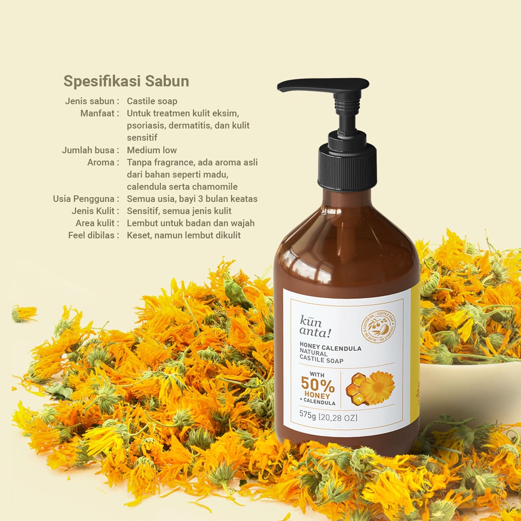 Kun Anta Indonesia Kun Anta! Honey Calendula Natural Castile Soap