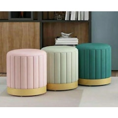 Round Ottoman Stool Vertical Line