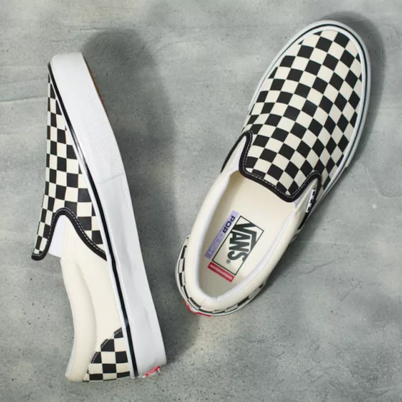 Checkerboard Skate Slip-On - Black/Off White 2