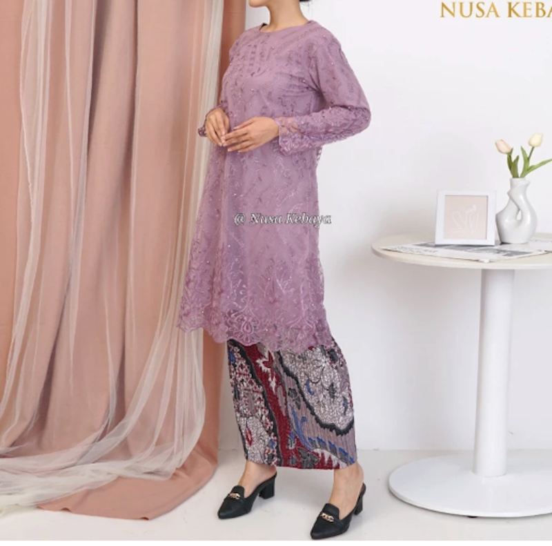 Nusa Kebaya Setelan Kebaya Tunik Tulle Bordir 5