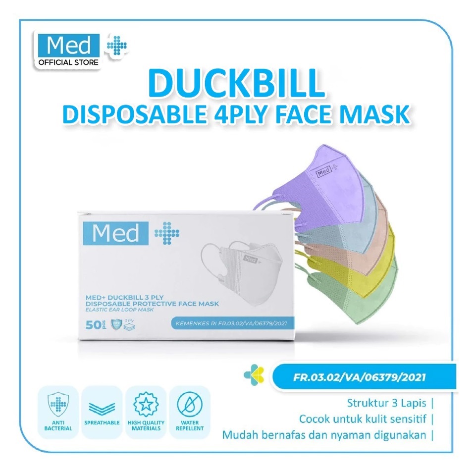  Med+ Duckbill 4ply Disposable Protective Face Mask 50 pcs