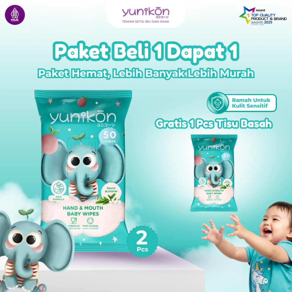 Yunikon Peach Blossom Hand & Mouth Baby Wipes