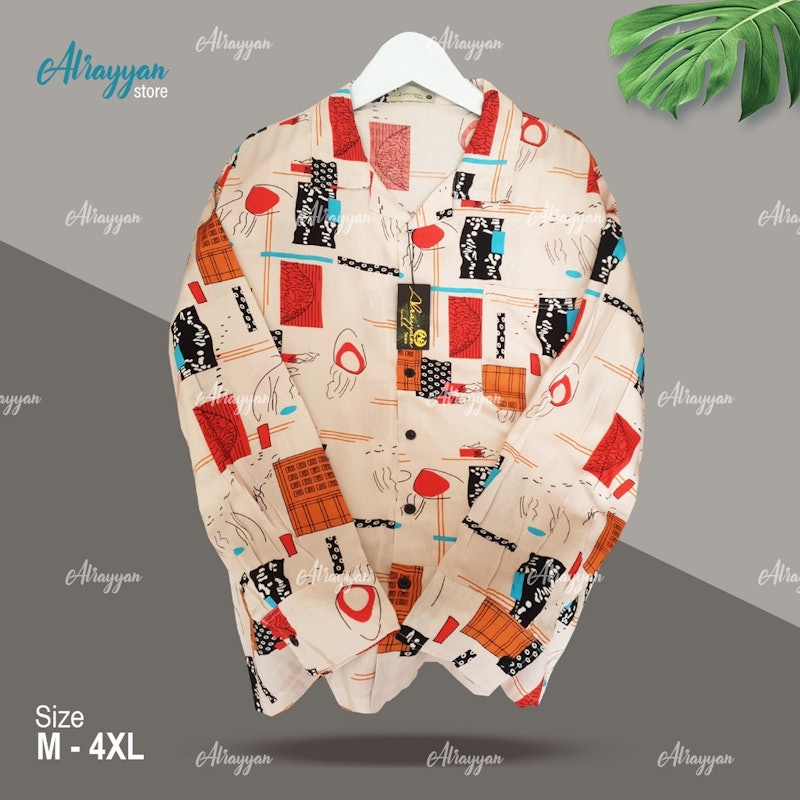 Kemeja Hawai Rayon Art Peach 2