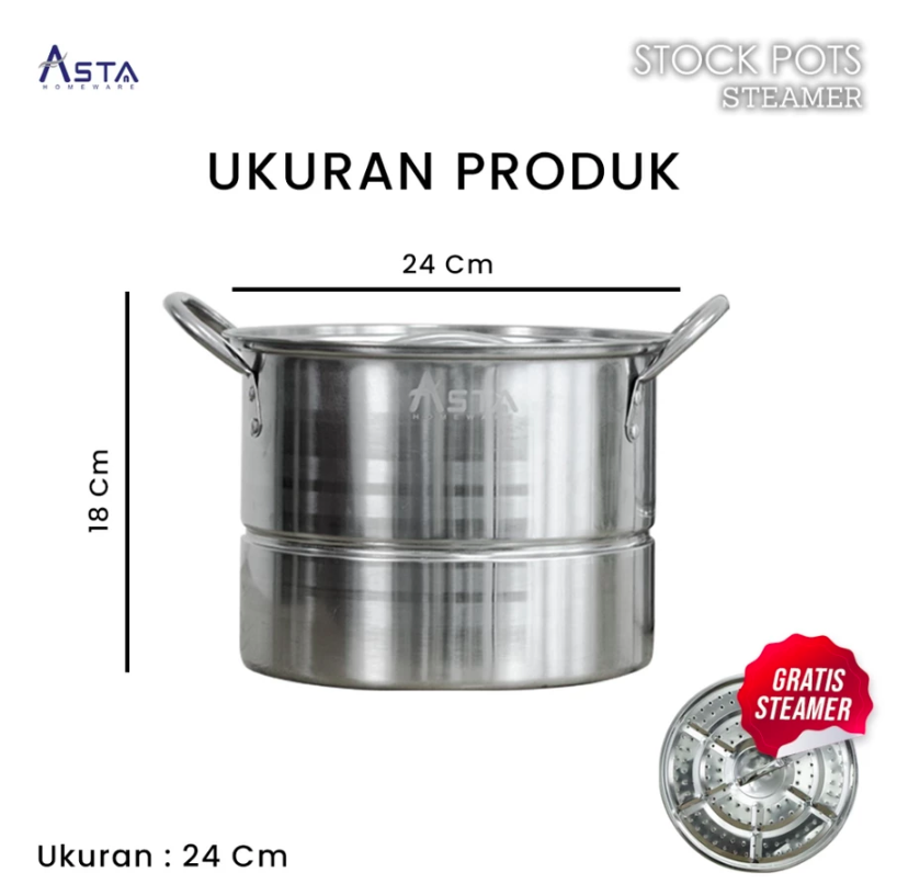  Asta Dandang Kukus Stainless Steel 27 cm