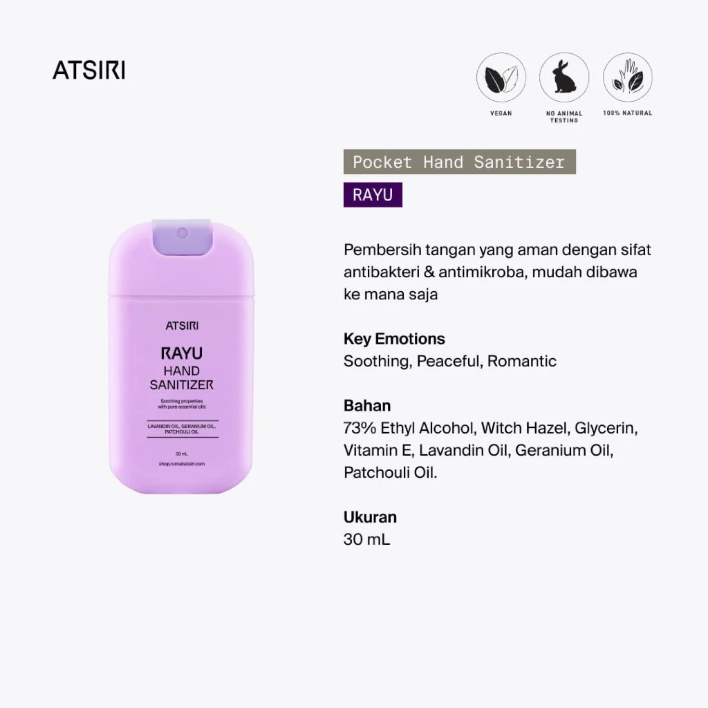 Rumah Atsiri Indonesia Rumah Atsiri Rayu Pocket Hand Sanitizer