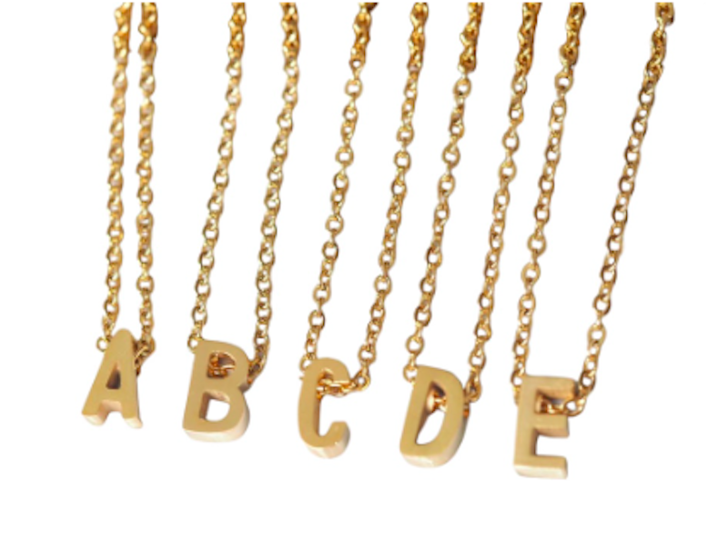 Panlandwoo Kalung Huruf Titanium Simple Alpha