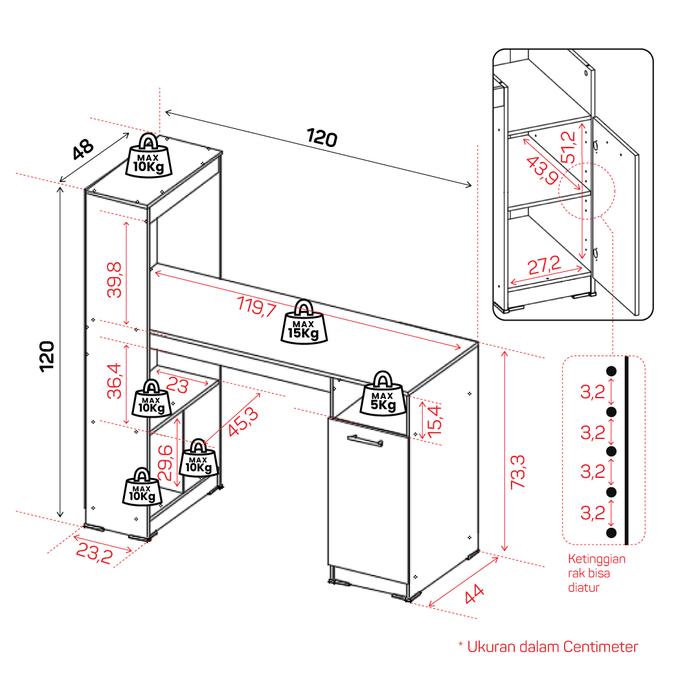 Graha Multi Bintang Pira Metropolis Meja Kerja dan Belajar Taco 