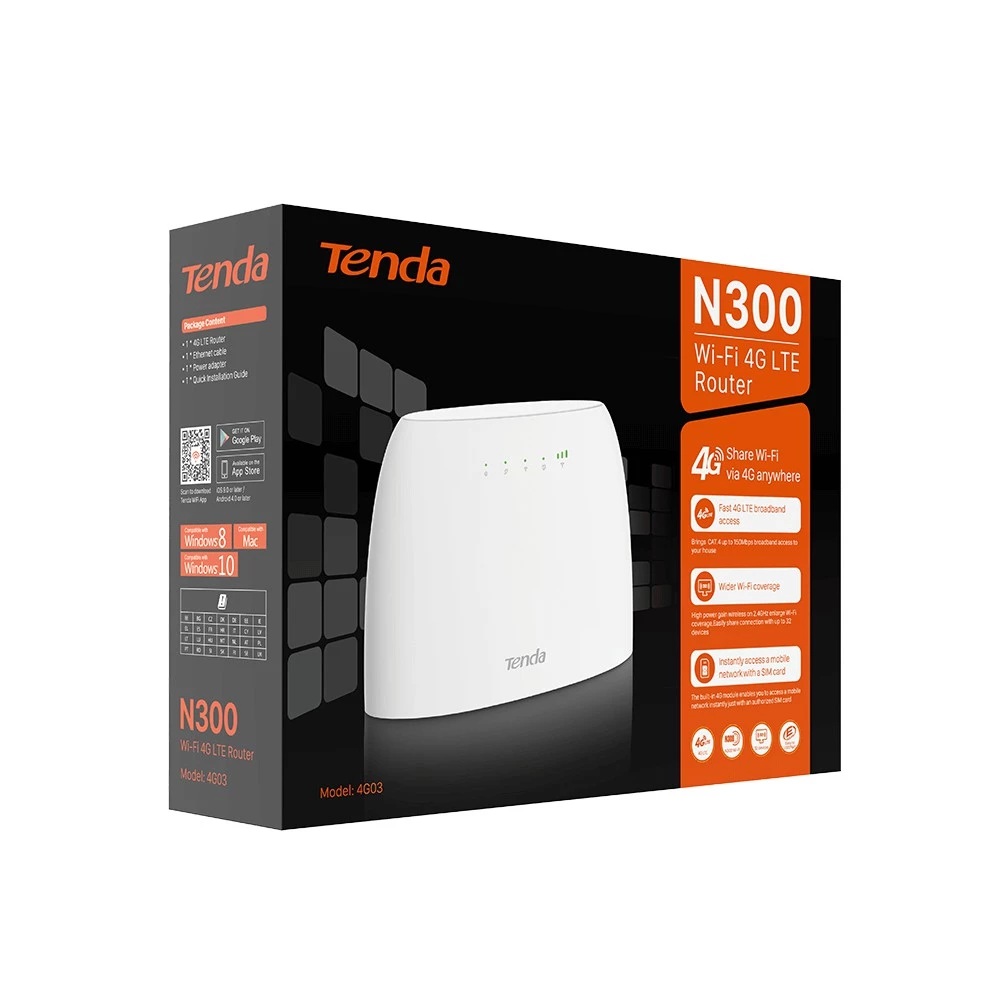 Shenzhen Tenda Technology Tenda N300 Modem Router WiFi 4G LTE  4G03