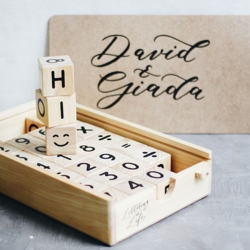 Black Alphabet and Number Wooden Blocks 2