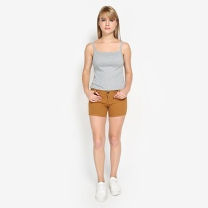Basic Color Short Pants Denim Brown 5