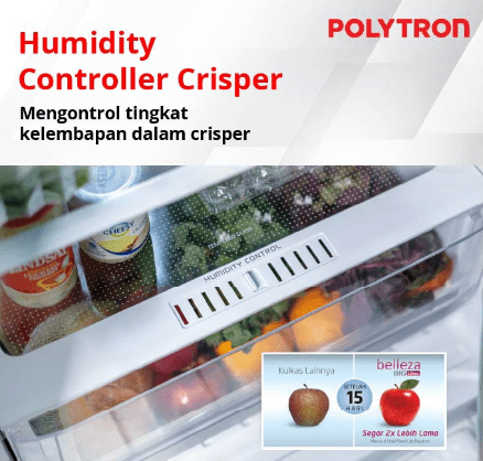 Hartono Istana Teknologi Polytron Kulkas 2 Pintu Belleza Big Liter Inverter 350 Liter  PRM 491X