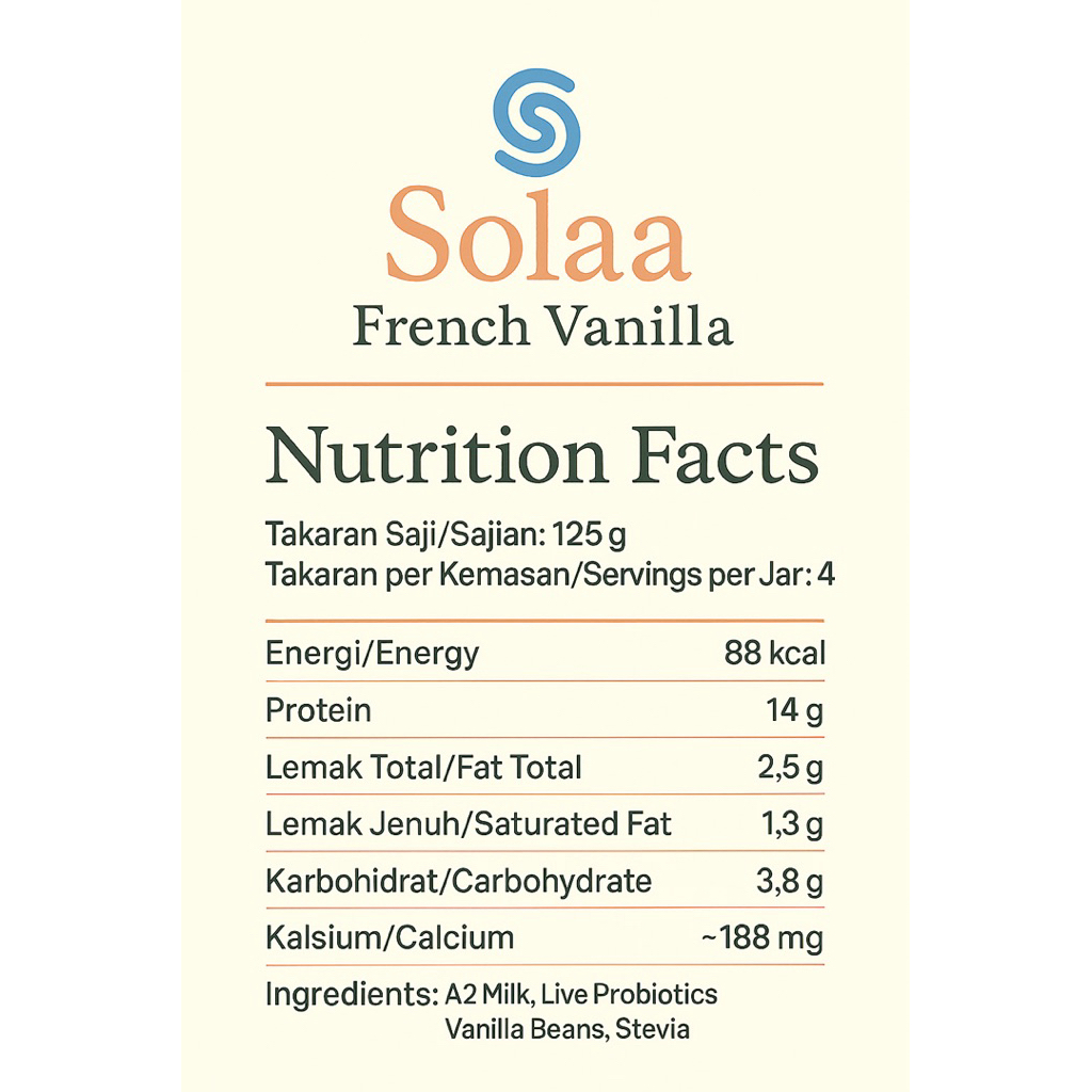 Solaa Probiotics Greek Yogurt French Vanilla 3