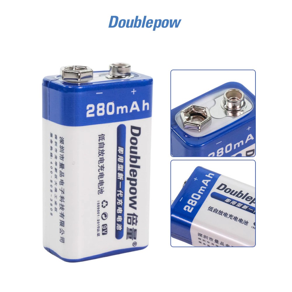 Doublepow Baterai Rechargeable Ni-MH 9V 280mAh 2
